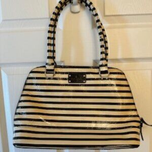 Kate Spade Black and Cream Striped Satchel